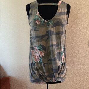 Floral Camouflage Gathered Tank